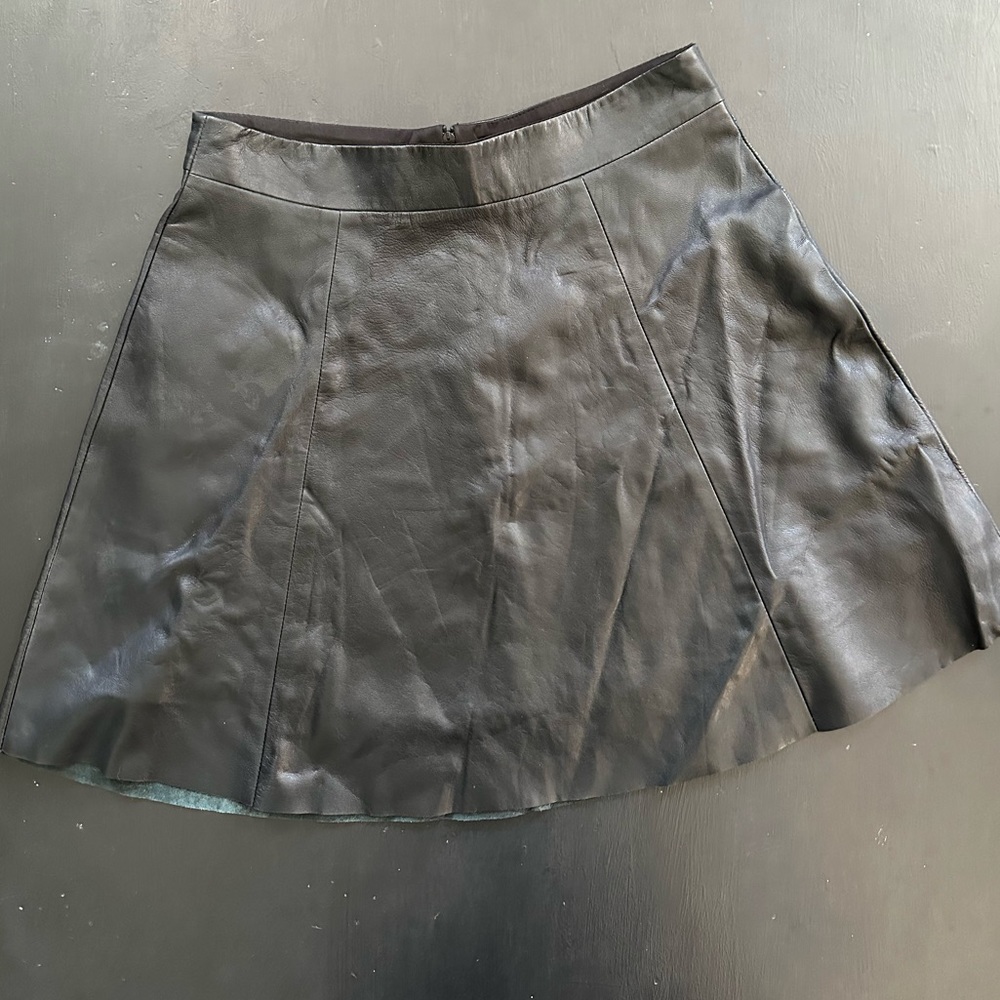 David Lerner Genuine Lamb Leather Skirt Black Small